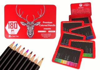 ZESTAW MAŁEGO ARTYSTY W METALOWYM POJEMNIKU KREDKI 180SZT.