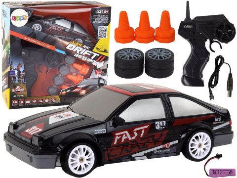 AUTKO SPORTOWE ZDALNIE STEROWANE R/C 1:24 CZARNE WYMIENNE KOŁA