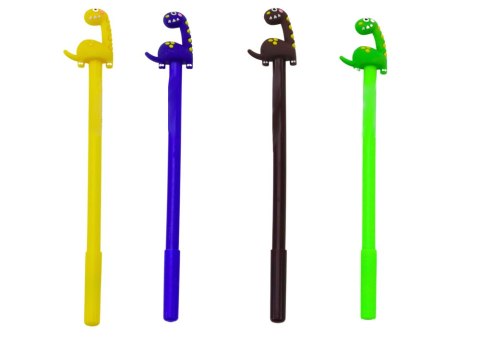 DŁUGOPIS Z DINOZAUREM ZATYCZKA CZARNY WKŁAD MIX BRĄZOWY ŻÓŁTY 0.5MM