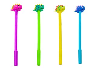 DŁUGOPIS Z DINOZAUREM ZATYCZKA CZARNY WKŁAD MIX FIOLETOWY ZIELONY 0.5MM