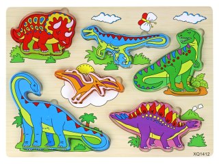 DREWNIANE PUZZLE 3D DLA DZIECI GRA LOGICZNA UKŁADANKA DINOZAURY 11 EL.