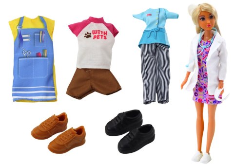 LALKA ANLILY 4W1 LEKARZ FRYZJER KUCHARKA ZWIERZĘTA UBRANIA AKCESORIA