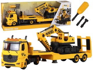 LAWETA DO SKŁADANIA Z KOPARKĄ GĄSIENICOWĄ DŹWIĘK ŚWIATŁA DIY ŻÓŁTY