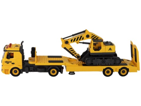 LAWETA DO SKŁADANIA Z KOPARKĄ GĄSIENICOWĄ DŹWIĘK ŚWIATŁA DIY ŻÓŁTY