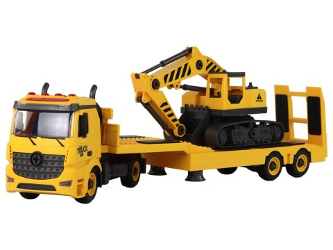 LAWETA DO SKŁADANIA Z KOPARKĄ GĄSIENICOWĄ DŹWIĘK ŚWIATŁA DIY ŻÓŁTY