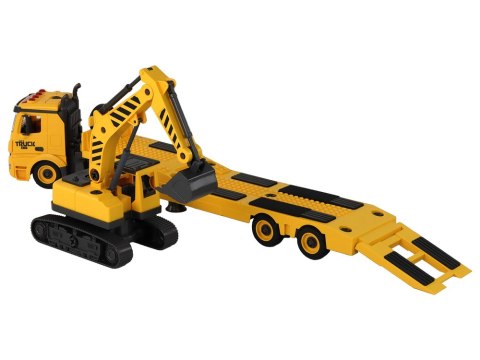 LAWETA DO SKŁADANIA Z KOPARKĄ GĄSIENICOWĄ DŹWIĘK ŚWIATŁA DIY ŻÓŁTY