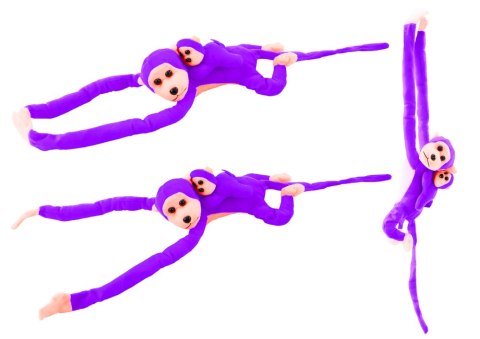 MASKOTKA PLUSZOWA MAŁPKA Z DZIECKIEM FIOLETOWA 70 CM