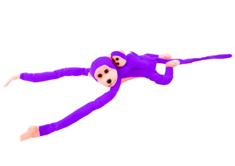 MASKOTKA PLUSZOWA MAŁPKA Z DZIECKIEM FIOLETOWA 70 CM
