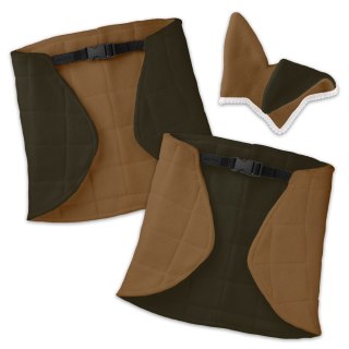 DERKA DWUSTRONNA I NAUSZNIKI SKIPPI DLA HOBBY HORSE - BEŻ I OLIWKA