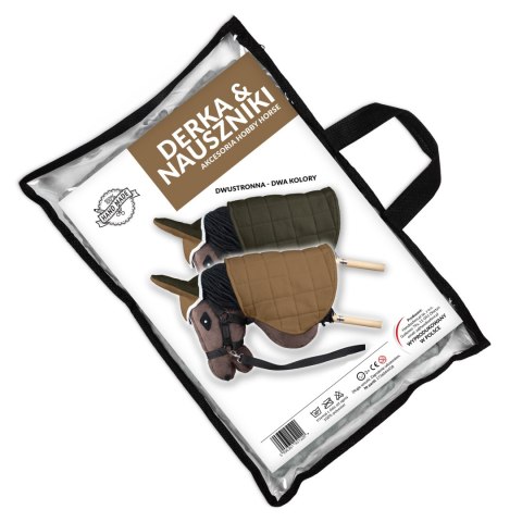DERKA DWUSTRONNA I NAUSZNIKI SKIPPI DLA HOBBY HORSE - BEŻ I OLIWKA
