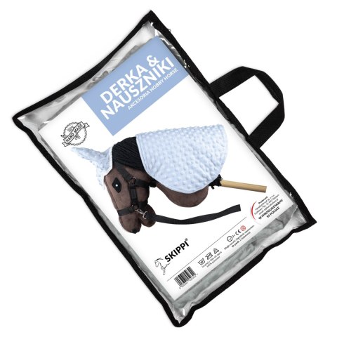 DERKA I NAUSZNIKI SKIPPI DLA HOBBY HORSE - BŁĘKITNY - UNIWERSALNY ROZMIAR