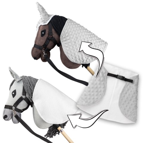 DERKA I NAUSZNIKI SKIPPI DLA HOBBY HORSE - SZARA - UNIWERSALNY ROZMIAR