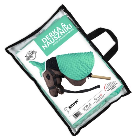 DERKA I NAUSZNIKI SKIPPI DLA HOBBY HORSE - ZIELONA - PASTELOWA