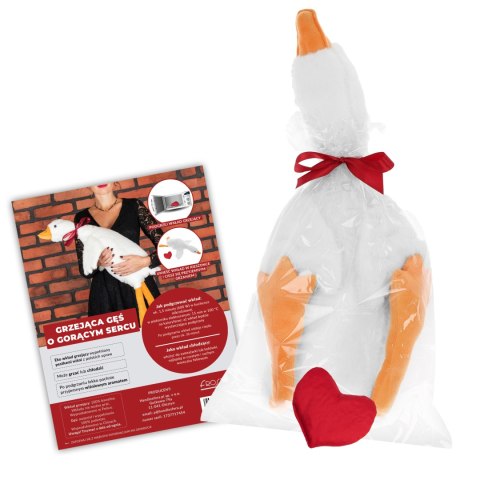 GRZEJĄCA GĘŚ O GORĄCYM SERCU XL 90 CM - PREZENT DLA KOBIETY, DZIEWCZYNY