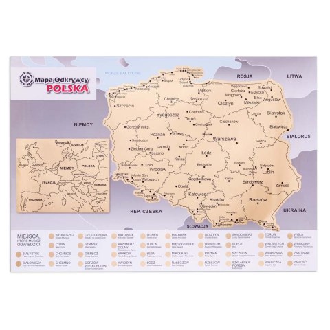 MAPA ODKRYWCY POLSKA ZDRAPKA PODRÓŻNIKA PREZENT