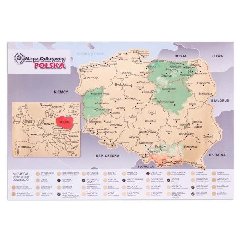 MAPA ODKRYWCY POLSKA ZDRAPKA PODRÓŻNIKA PREZENT