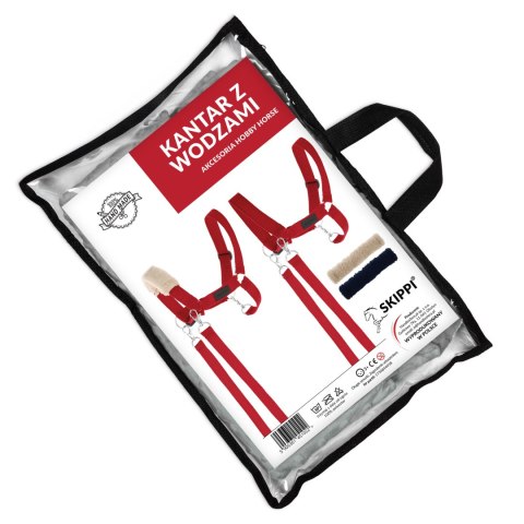 ZESTAW SKIPPI - HOBBY HORSE GNIADY - DERKA SZARY I BRĄZ - KANTAR CZERWONY