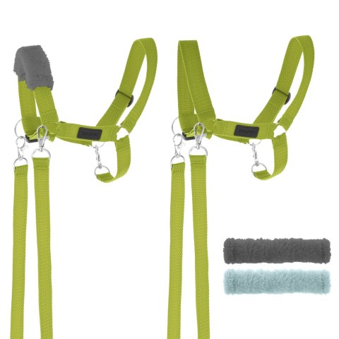 ZESTAW SKIPPI - HOBBY HORSE GNIADY - DERKA SZARY I BRĄZ - KANTAR J-ZIELONY