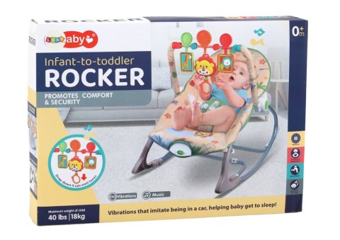 BUJACZEK KRZESEŁKO LEŻACZEK DLA NIEMOWLAKA WIBRACJA DŹWIĘK BUJAK RÓŻOWY LEW