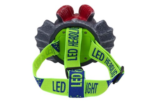 LATARKA CZOŁÓWKA DINOZAUR REGULOWANA OPASKA 3 DIODY LED
