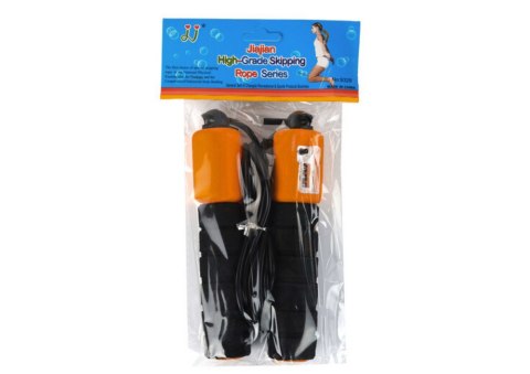 SKAKANKA CZARNO-POMARAŃCZOWA Z LICZNIKIEM 280 CM REGULACJA FITNESS