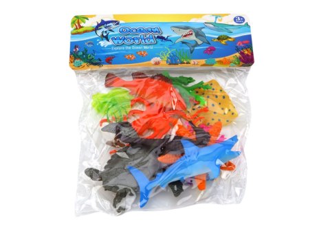 ZESTAW FIGUREK ZWIERZĄT MORSKICH 7 SZTUK ROŚLINY WODNE