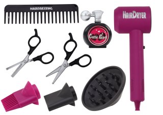 ZESTAW FRYZJERSKI SALON PIĘKNOŚCI FRYZJER SUSZARKA 10 ELE.