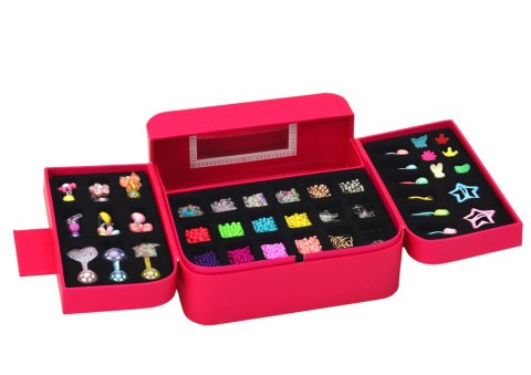 ZESTAW PIĘKNOŚCI DO TWORZENIA BIŻUTERII W SZKATUŁCE ZAWIESZKI SPINKI