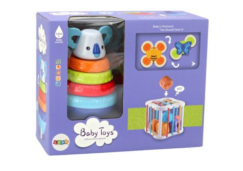 ZESTAW ZABAWEK SENSORYCZNYCH WIEŻA KOALA KOSTKA EDUKACYJNA SPINNERY