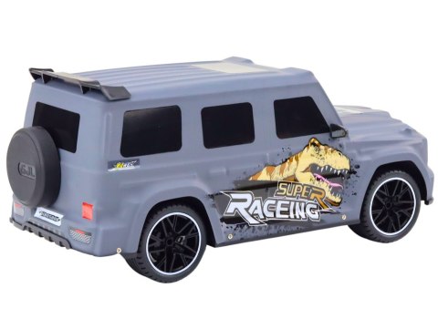 AUTO ZDALNIE STEROWANE RC Z DINOZAUREM W SKALI 1:10 SZARE