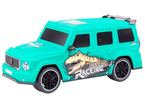 AUTO ZDALNIE STEROWANE RC Z DINOZAUREM W SKALI 1:10 ZIELONE