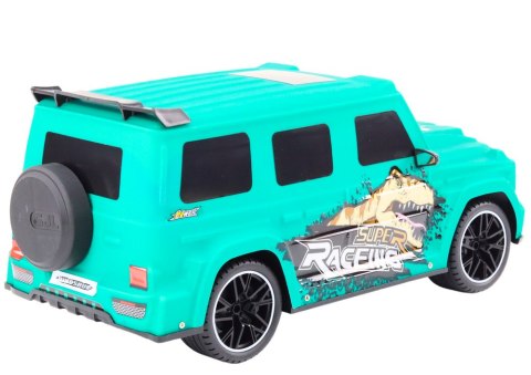 AUTO ZDALNIE STEROWANE RC Z DINOZAUREM W SKALI 1:10 ZIELONE