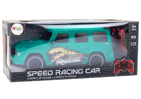 AUTO ZDALNIE STEROWANE RC Z DINOZAUREM W SKALI 1:10 ZIELONE