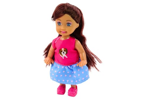 LALECZKA Z PSAMI LALKA PIESEK BUDA AKCESORIA RÓŻOWE SZCZENIAK 16 ELE.