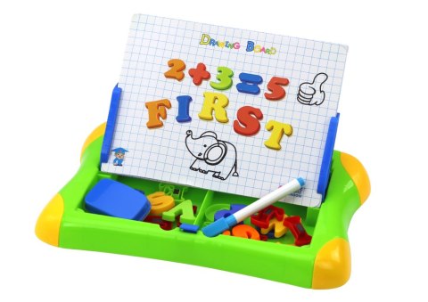 TABLICA EDUKACYJNA MAGNETYCZNA LITERKI CYFERKI PISAK GĄBKA