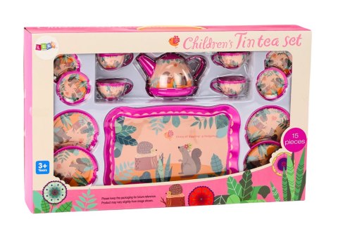 ZESTAW DO KAWY HERBATY FILIŻANKI CZAJNIK TACA RÓŻOWY KAWIARNIA 15ELE.