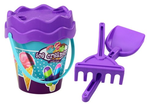 ZESTAW DO PIASKU WIADERKO ŁOPATKA GRABKI KONEWKA LODY