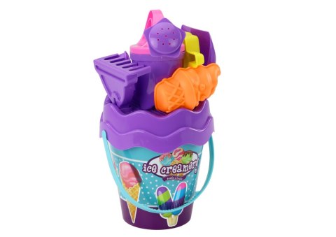 ZESTAW DO PIASKU WIADERKO ŁOPATKA GRABKI KONEWKA LODY