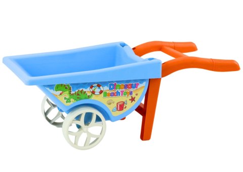 ZESTAW ZABAWEK DO PIASKU TOCZKA SZEŚĆ FOREMEK KONEWKA DINOZAURY