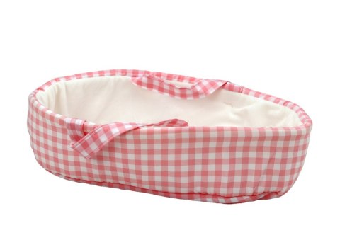 LALKA BOBAS W NOSIDEŁKU KRÓLICZEK UBRANKO W KRATĘ RÓŻOWY