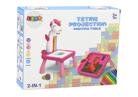 MINI PROJEKTOR STOLIK TETRIS 2W1 JEDNOROŻEC NIEBIESKI