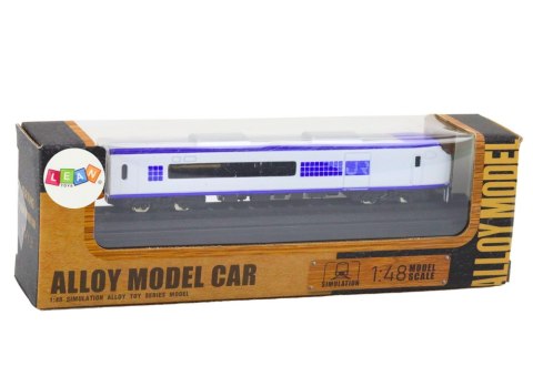 MODEL KOLEKCJONERSKI POCIĄG WAGON 1:48 METALOWY BIAŁO-NIEBIESKI