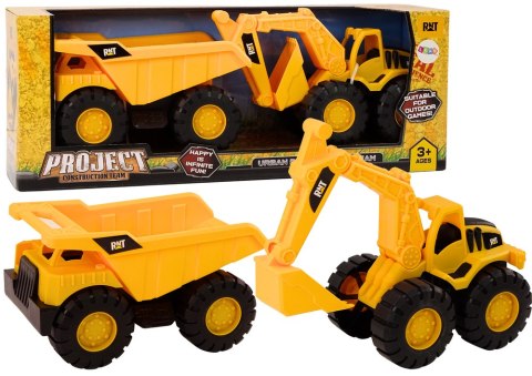 ZESTAW MASZYN BUDOWLANYCH KOPARKA WYWROTKA RUCHOME ŻÓŁTY