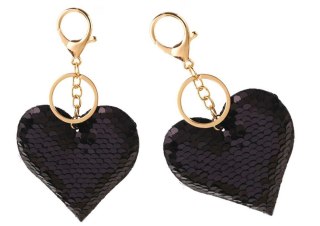 BRELOK SERCE CEKINY DWUSTRONNE SREBRNY CZARNY