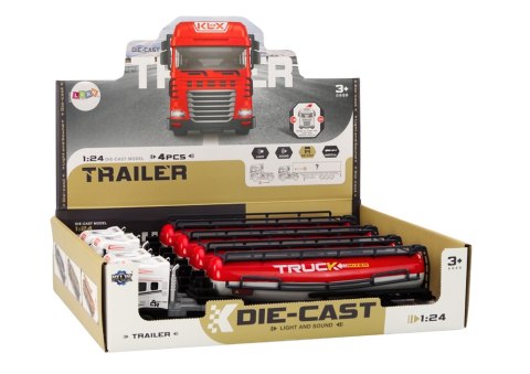 CIĘŻARÓWKA Z PRZYCZEPĄ CYSTERNA TIR 1:24 AUTO CIĘŻAROWE ŚWIATŁA DŹWIĘKI