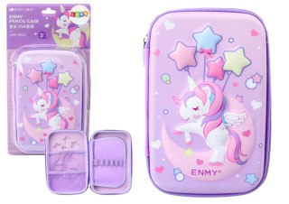 DUŻY PIÓRNIK 3D JEDNOROŻEC ROZKŁADANY FIOLETOWY 23X15X5 CM