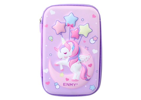 DUŻY PIÓRNIK 3D JEDNOROŻEC ROZKŁADANY FIOLETOWY 23X15X5 CM