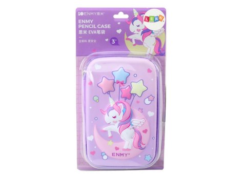 DUŻY PIÓRNIK 3D JEDNOROŻEC ROZKŁADANY FIOLETOWY 23X15X5 CM