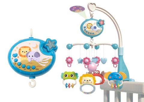 KARUZELA DO ŁÓŻECZKA PROJEKTOR POZYTYWKA LAMPKA 400 KOŁYSANEK NIEBIESKA