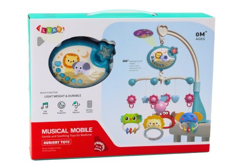 KARUZELA DO ŁÓŻECZKA PROJEKTOR POZYTYWKA LAMPKA 400 KOŁYSANEK NIEBIESKA